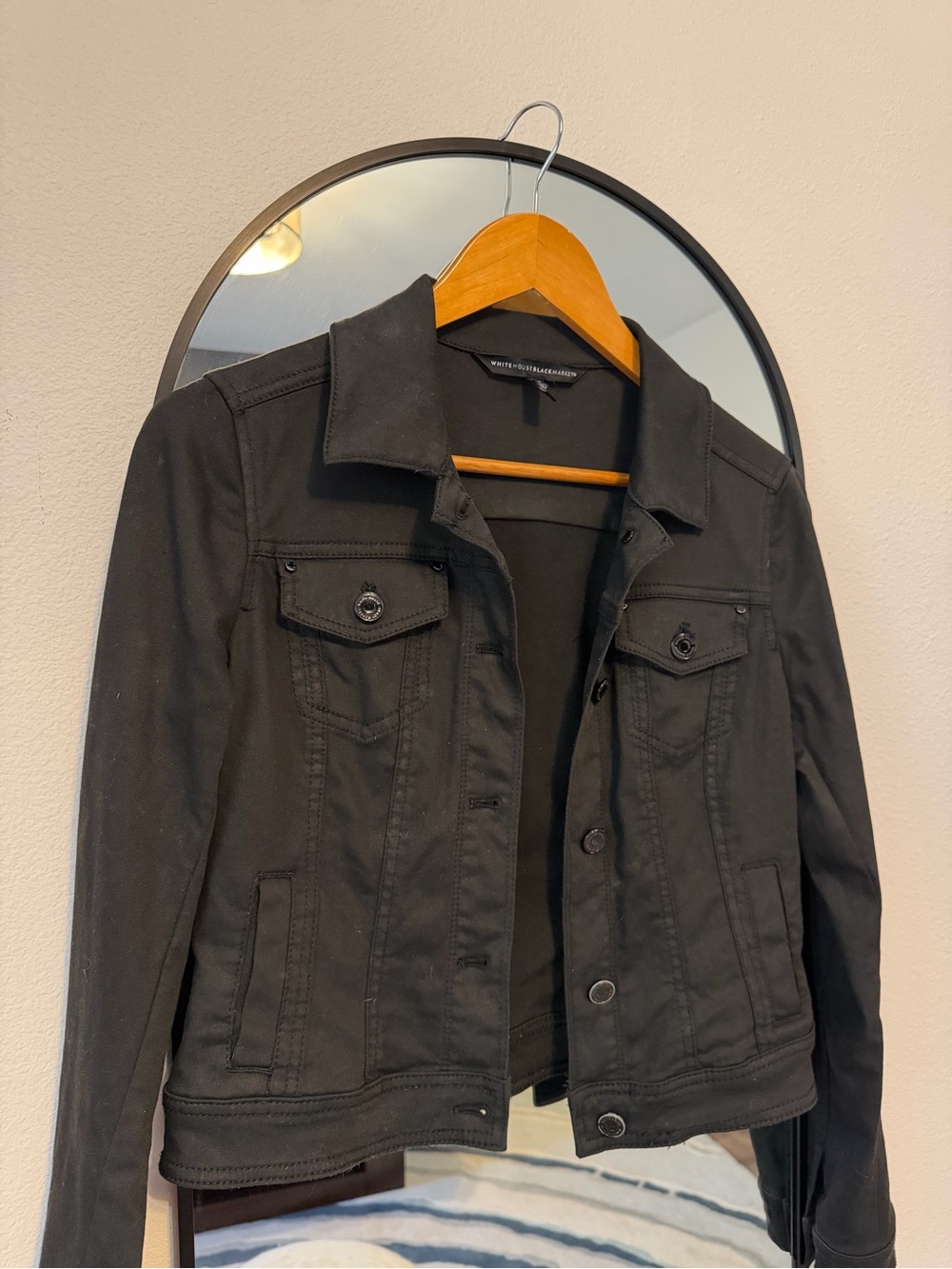 White House Black Market Black Denim Trucker Jacket